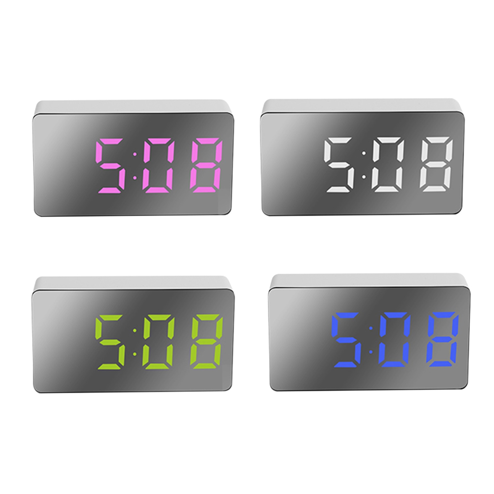 Clock Alarm LED Mirror Clock Electronic Digital Travel Clock Alarm Clock Mirror Car Clock USB Powered Electronic Desktop Clocks