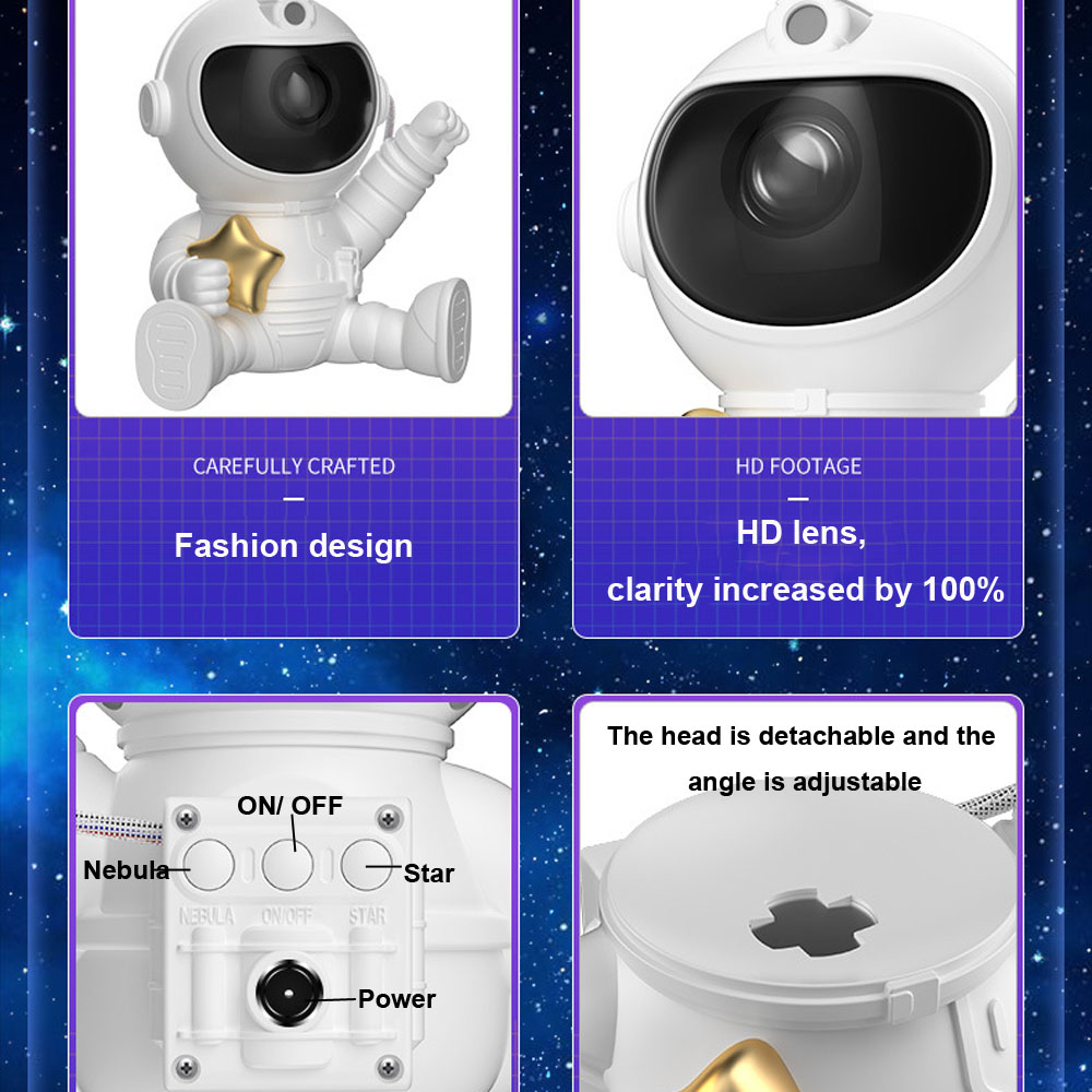 Proyector de astronauta Xiaomi, luz nocturna LED, galaxia, estrellas, nebulosa, lámparas de techo para decoración de sala de juegos, para niños
