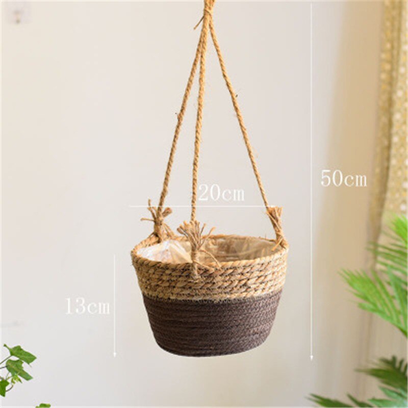 Thuis stro bloempot hangmand hangende orchideeënpot hangpot bloem huisdecoratie bloemenmand bloempot