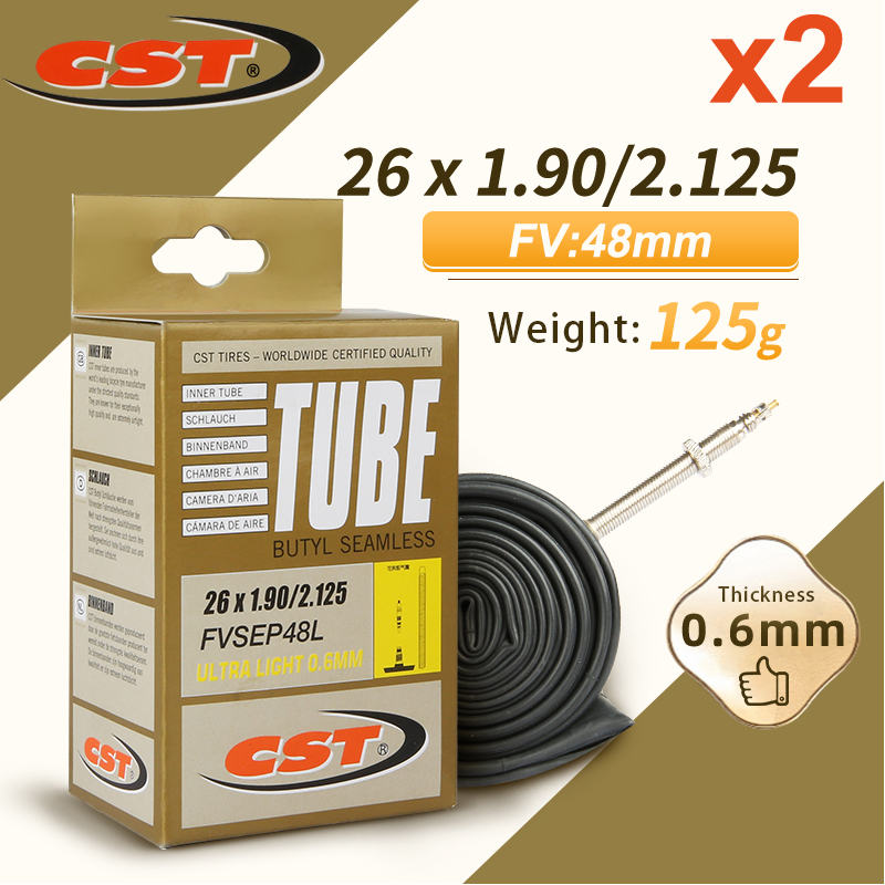2PCS CST Bike Ultra-Light Inner Tube 26/27.5/29/700c For MTB Road Bike Tyre Butyl Rubber Competition Grade Bicycle Interior Tire: SKY BLUE