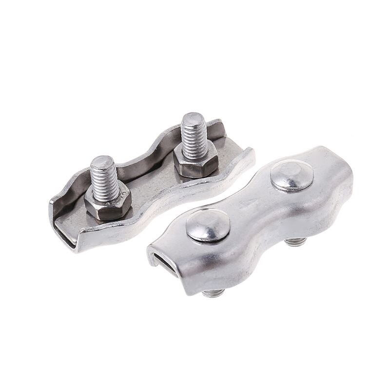 2pcs Stainless Steel Wire Rope Clips Double Grips Cable Clamps For Wires 2mm 3mm 4mm 5mm 6mm: Diameter 4MM