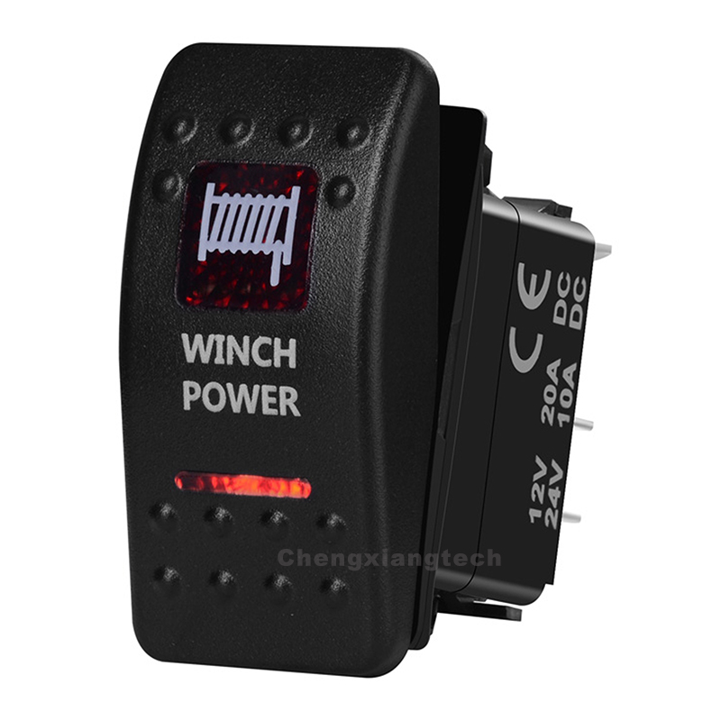 5-Pin Carling Style Rocker Toggle Switch With LED Light - 12V, On/Off, For Boat, Car, ARB