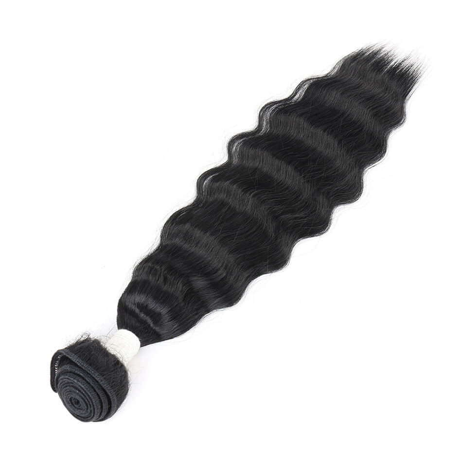 RYLAI Synthetic Body Wave Hair Bundles 16" -20‘‘ 1B＃ Hair Extensions 3Pcs Hair Bundles With 1Pcs Top Lace Closure