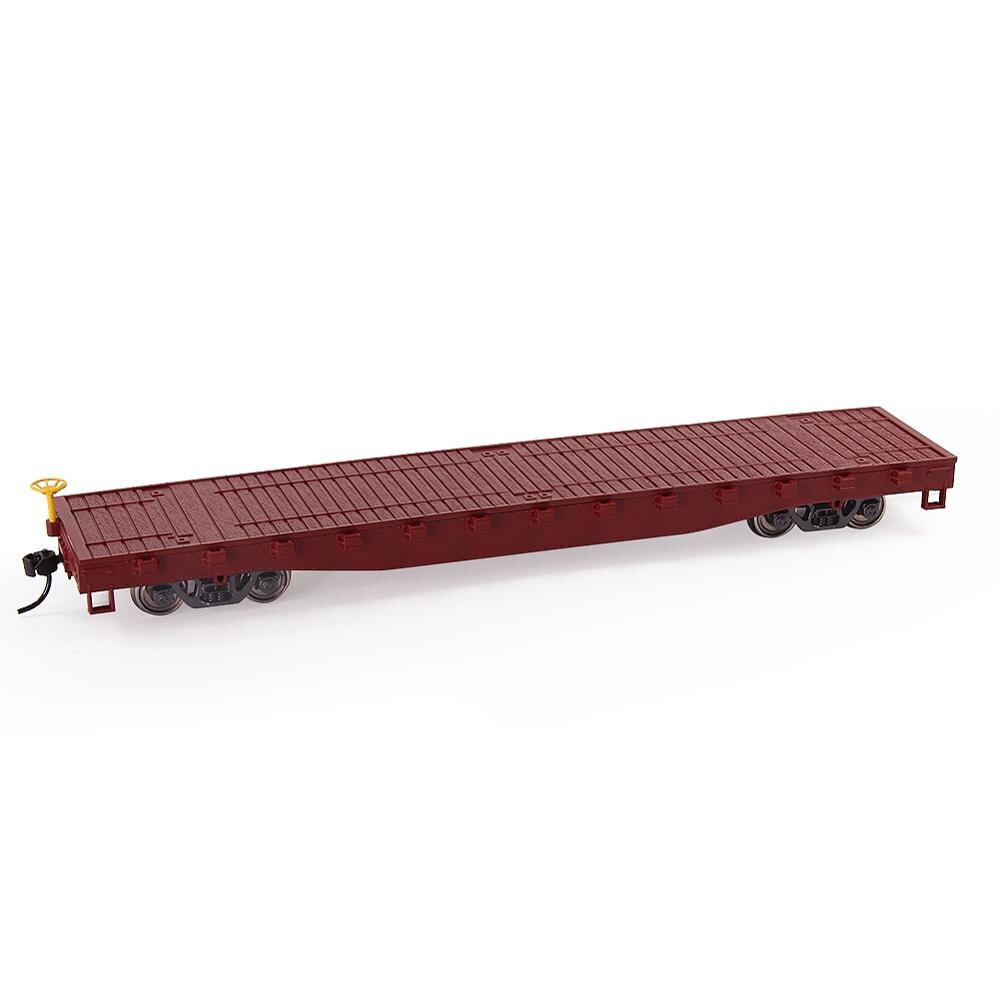 2pcs HO Scale 1:87 52ft Flat Car Flatbed Transporter Carriage C8741 Freight Car Model Railway: No Print Wine