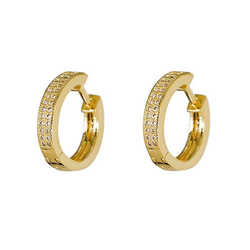 ZHINI Gold Ear Clip Small Earrings for Women Luxury Crystal Zircon Stud Earring ar Cuff Jewelry Party