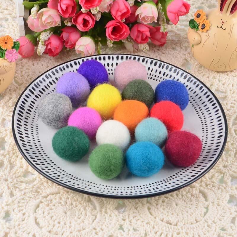 Boules de feutre 100% laine, 50 pièces/lot, 3cm, pompons colorés, matériel artisanal, boules de laine, décoration de salle de noël pour la maison