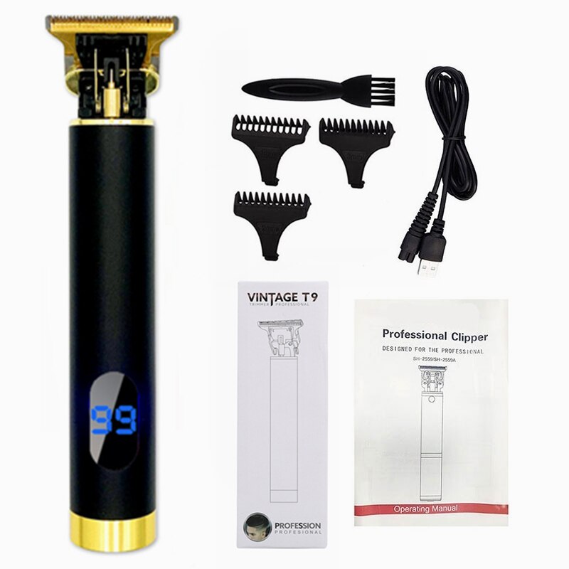 Electric Hair Trimmer Rechargeable Cordless Hair Clipper For Men Beard Shaver Razor Cutting Machine: 05 Black