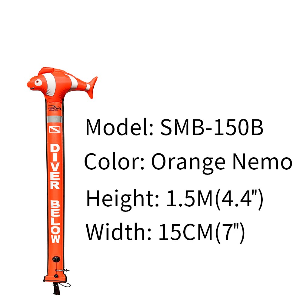 1.2 M/1.5 M/1.8 M Professionele Duiken Opblaasbare Veiligheid Worst Signaal Buis Oppervlak Boei (Smb) diver Hieronder: Nimo Type 1.5M