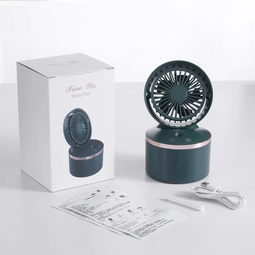 2 in 1 Mini USB Rechargeable Humidifier Air Cooler Fan Summer Household Office Desktop Water Spray Humidify Misting Cooling Fans