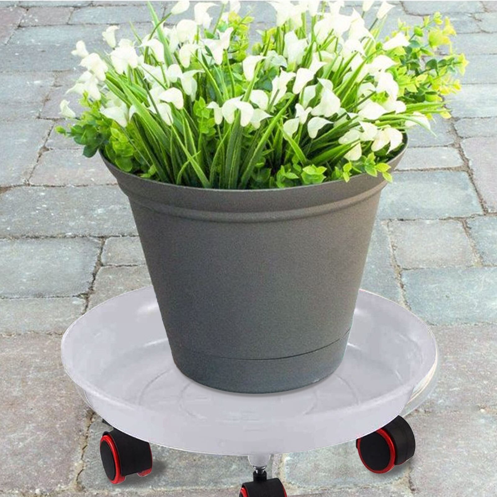 Flower Pot Tray Wheel Resin Saucer Drip Trays Mobile Stand for Plants Water Storage Tray Translucent Stand for Flowers