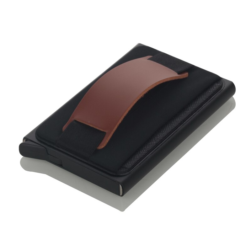 Mannen Creditcardhouder Automatische Kaarthouder Aluminium Mini Portemonnee Met Back Pocket Id-kaart Rfid Blocking Portemonnee: coffee