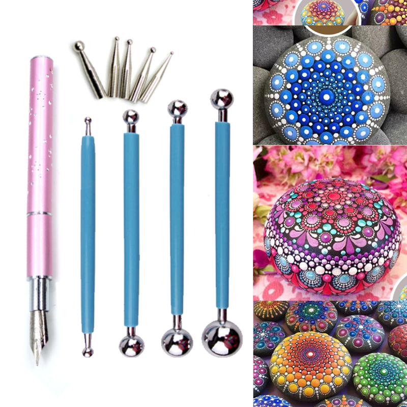 Herramienta de punteado de Mandala de 1mm-18mm, bolígrafo Stylus, pintura en roca, cerámica, arcilla, modelado, arte en relieve, herramienta de punteado de Mandela