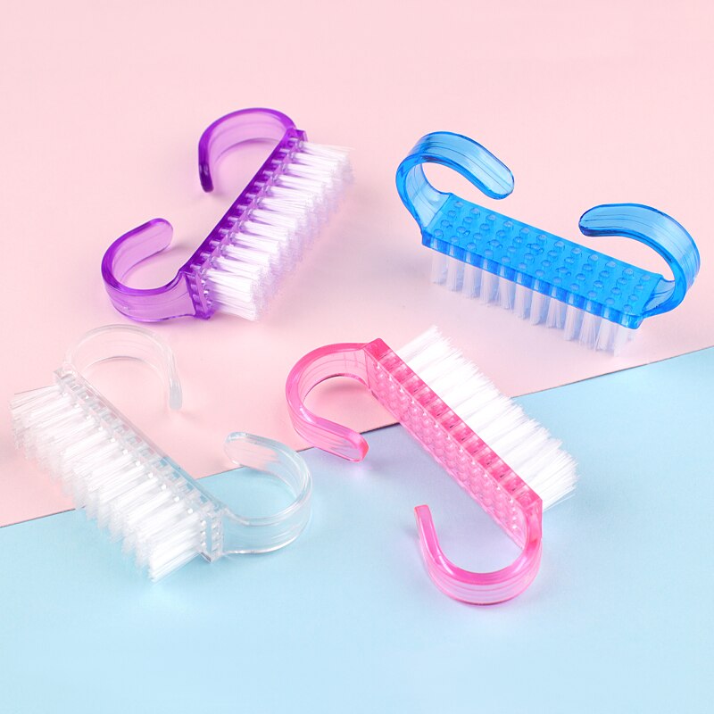 10 pezzi di plastica per la pulizia delle unghie spazzola per la rimozione della polvere delle unghie morbida per la cura delle unghie ottavino angolo mescolare di colori manicure pedicure strumenti per salone di bellezza