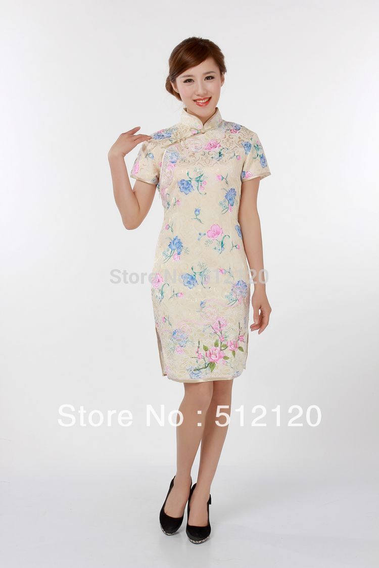 Shanghai Geschichte neue stil stehkragen kurze cheongsam abendkleid China traditionellen kleid Qipao 4 farbe