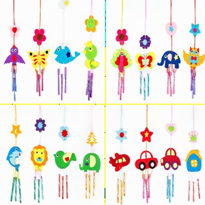Joli carillon à vent en feutre non tissé | 16 dessins pour la sélection, bricolage, carillon à vent, paquet d'animaux, avion de voiture, décoration de la maison maternelle