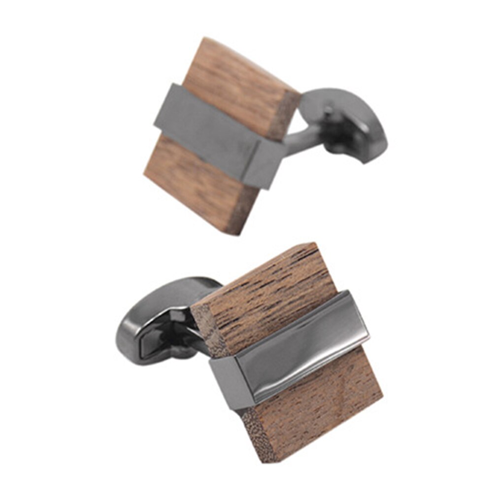 1pair Business Shirt Clothing Accessory Men Wooded Cufflinks Suits Jewelry Square Shape Adults Tuxedo Party Wedding