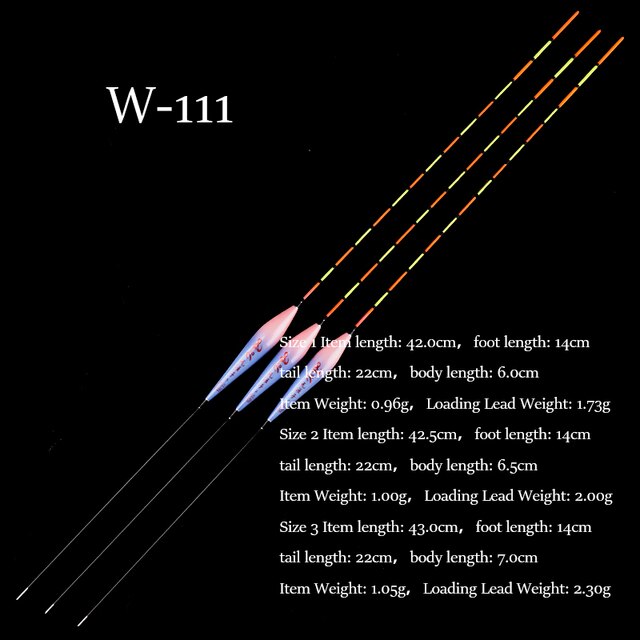3 st/parti fiskeflöten 1-3#  flöten i komposit nanoplast för fiske med bobbers för sötvattensfiske: W -111