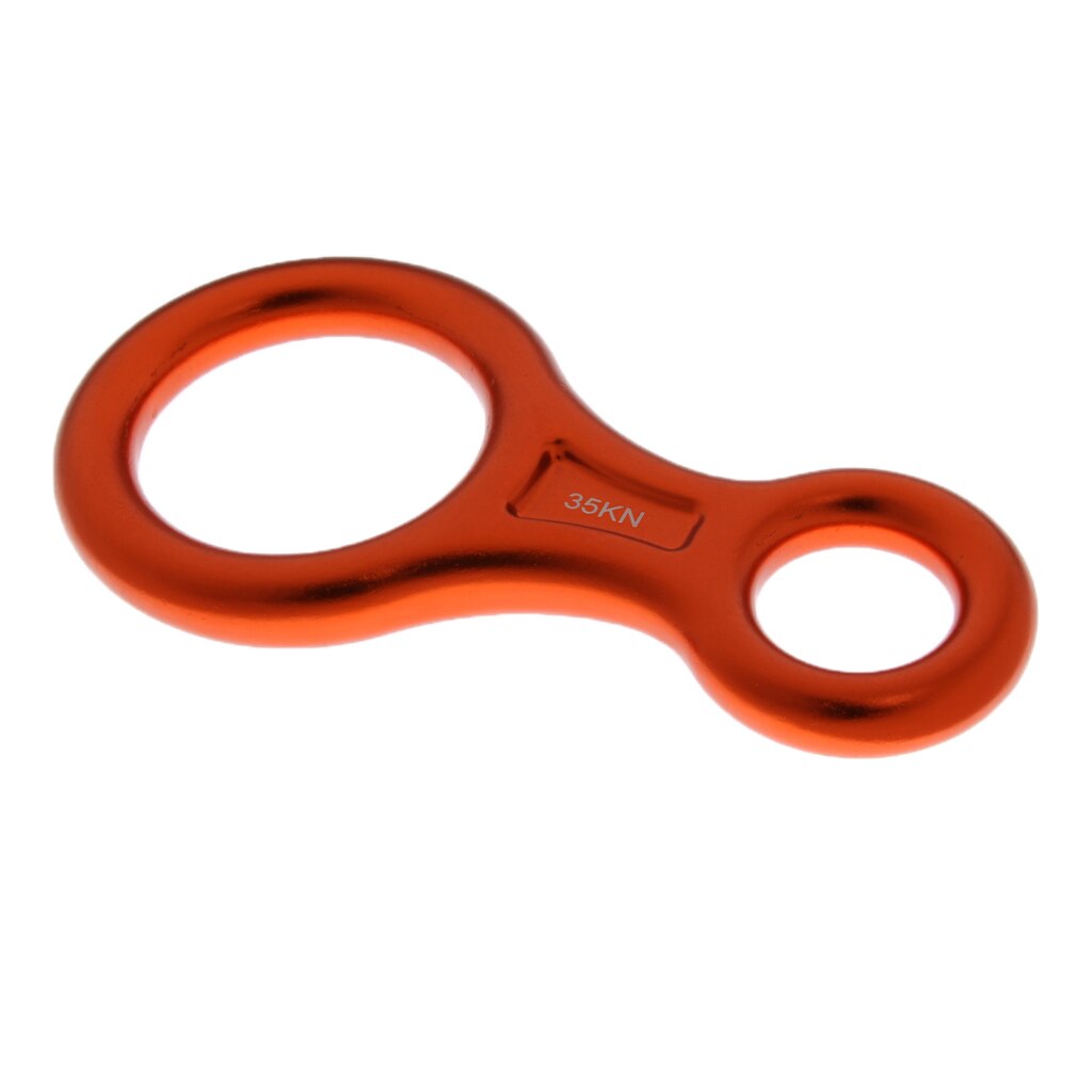 Safety 35kN Aluminum Figure 8 Descender For Climbing Rope Rappelling: orange