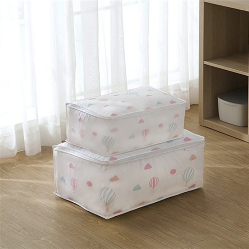 Sac de rangement pour couette couverture voyage | Sac de rangement sous-lit boîte de tissu maison couette oreiller couverture, organisateur de bagages, sac de tri étanche: hot air balloon / L