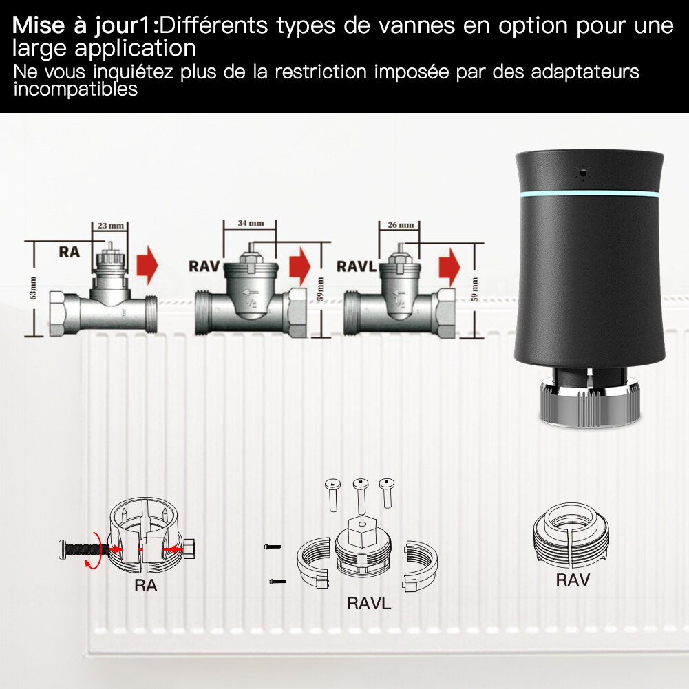 MoesHouse-Termostato ZigBee para radiador Tuya, controlador de temperatura inteligente programable TRV, válvula actuadora, control por voz con Alexa,