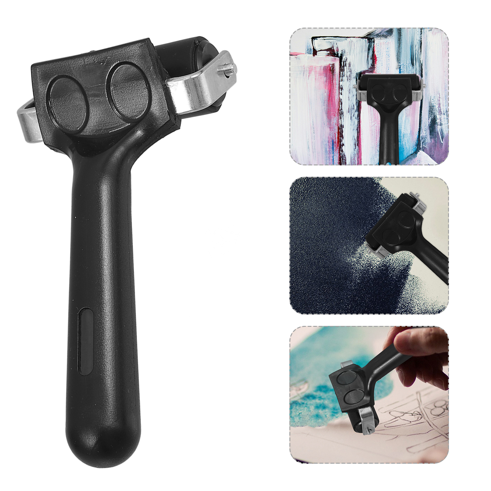 Rolo de borracha com estrutura de metal resistente para ferramentas de construção de fita antiderrapante, ferramentas de tinta e estampagem