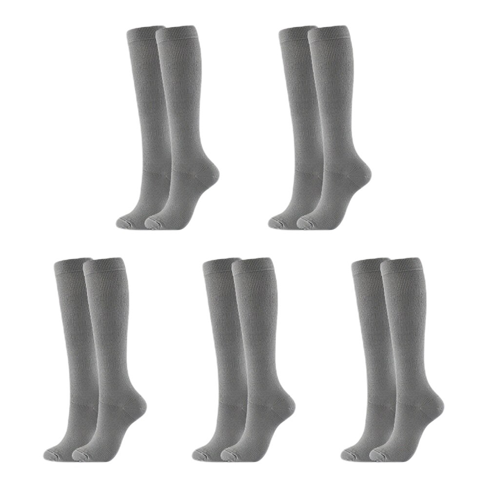 5 Pairs Compression Stockings Women Comfortable Anti-Fatigue Socks Blood Circulation Slimming Compression Socks: Gray / L/XL