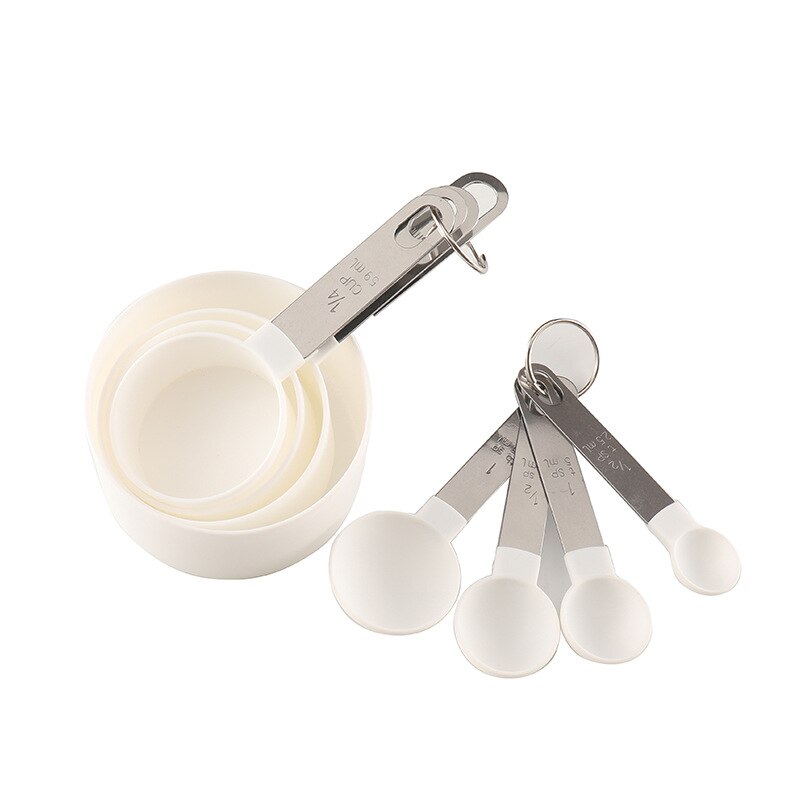 Juego de cucharas medidoras para hornear, juego de tazas medidoras con mango de acero inoxidable, herramientas de medición para té y café, accesorios de cocina, 8 unids/set