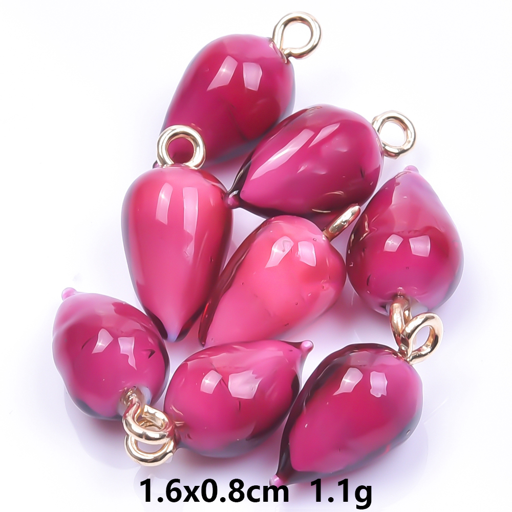5Pcs/Lot Mix Styles Glass Fruit Strawberry Peach Charms Diy Vegetable Eggplant Sweet Potato Pendant Jewelry Accessories Finding: Black Zinc Plated