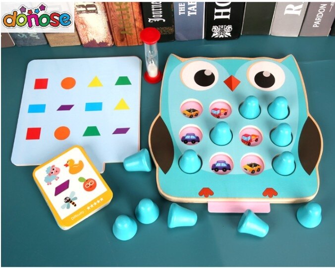 Ugle børns pædagogiske legetøj 3-4-6 år børn bordspil hukommelse match detektiv træning legetøj familie fest trælegetøj