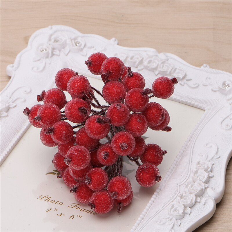40 stk dekorativ mini jul frostet frugt bær kristtorn kunstig blomst: 3 t 00107- r