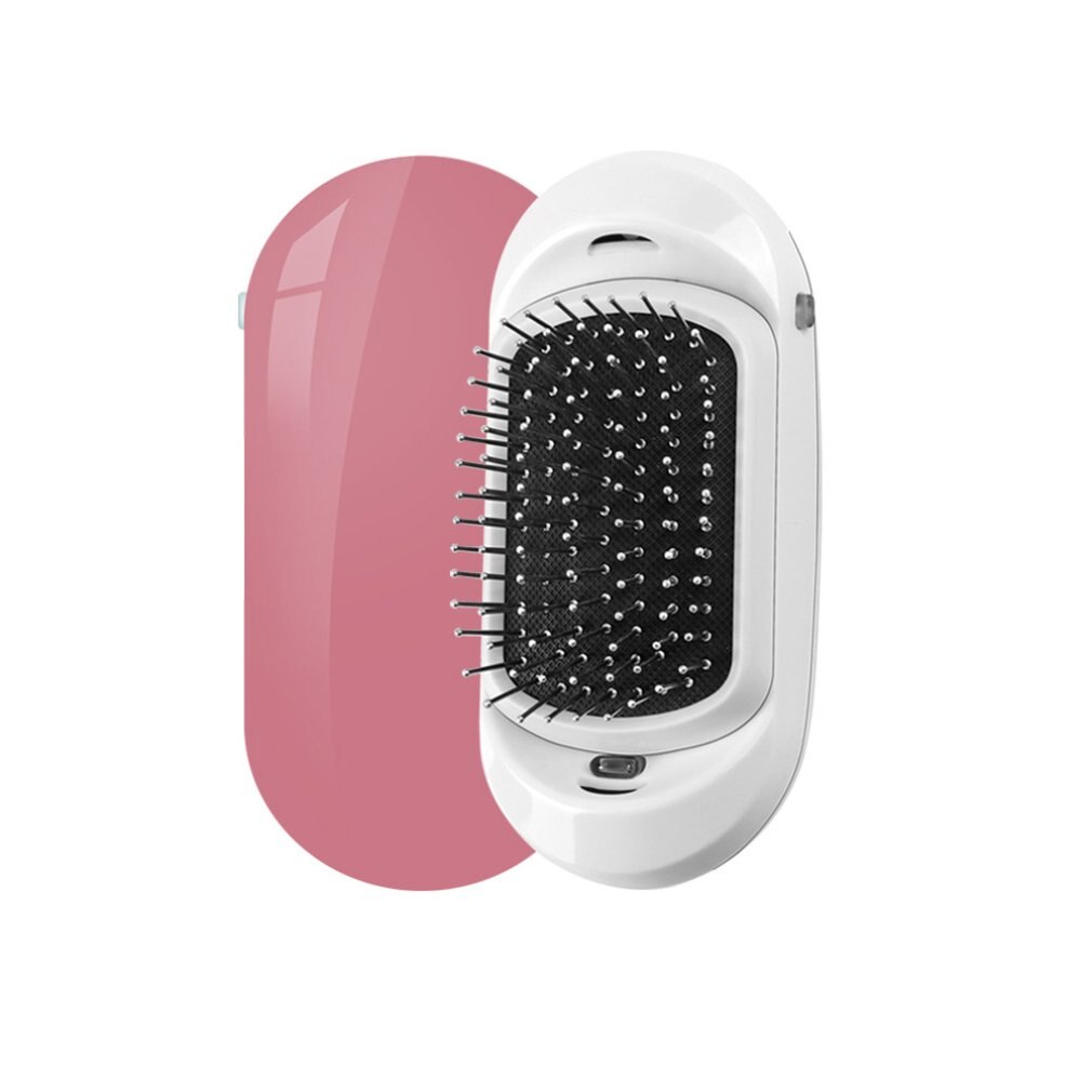 Jonisk hårborste 2.0 magisk bärbar elektrisk jonisk hårborste uppgradera negativa joner borst styling hårbotten massage kam: Rosa