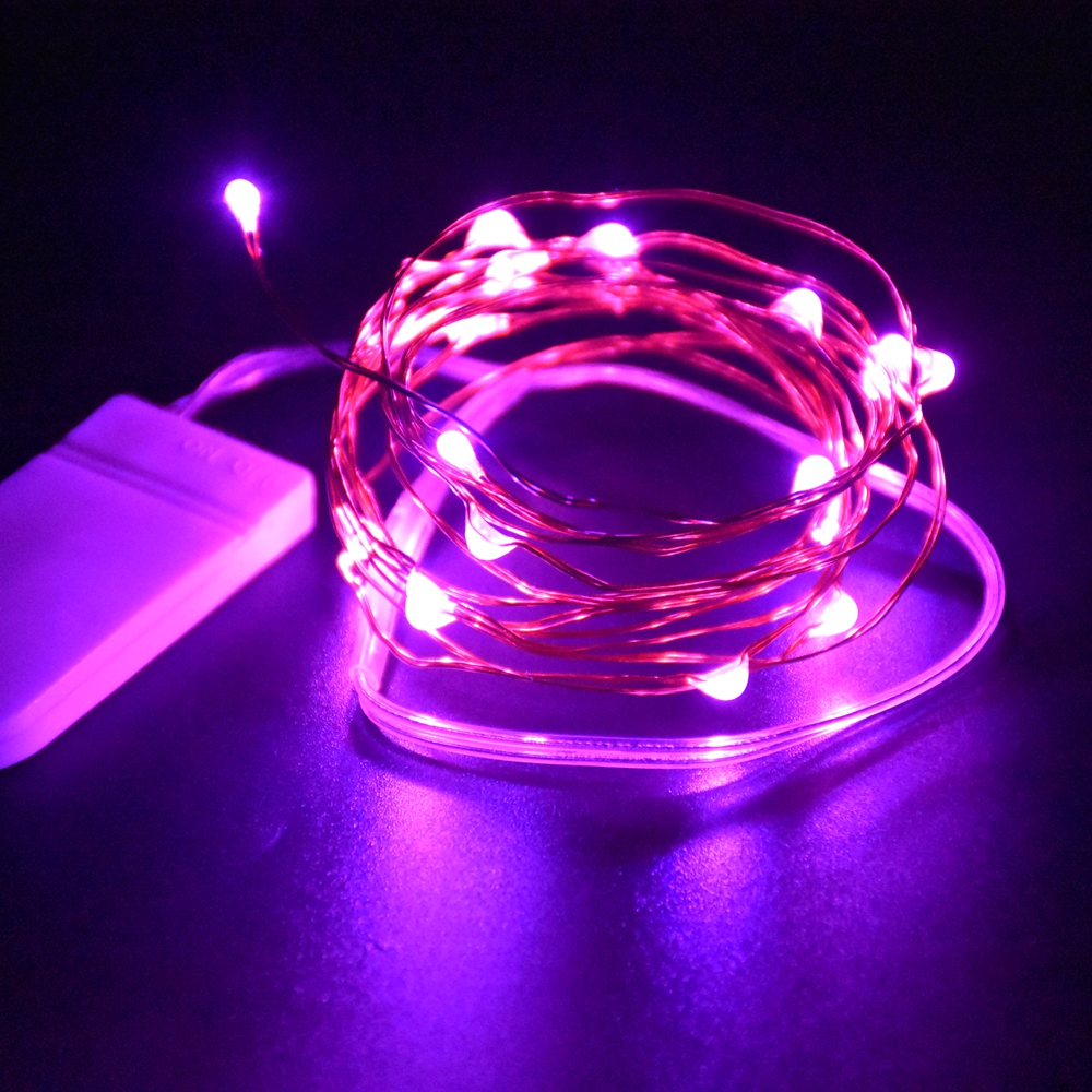Cadena de luces LED CR2032 con pilas, Mini luces de hadas para manualidades, decoración hecha a mano, cumpleaños, 1m / 2m: Rosa / 300 W