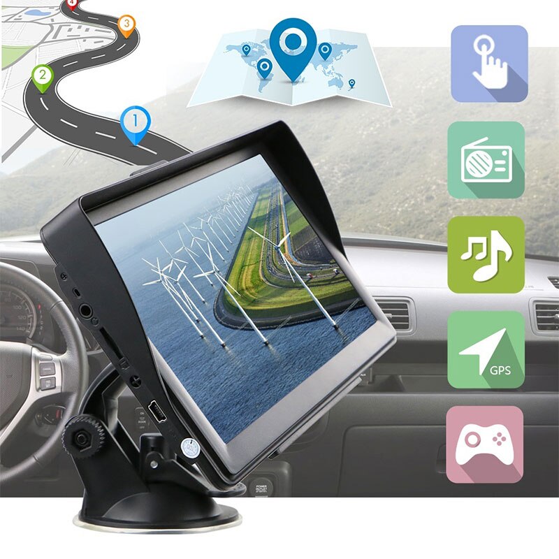 Pratical GPS Navigator System 256MB+8G 7 Inch Image Identification Free Map HD GPS Navigator Durable ABS Car GPS Navigation