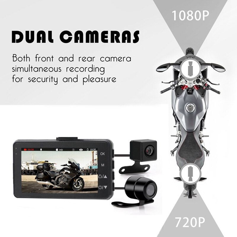 3 Inch 1080P HD Motorcycle Camera DVR Motor Dash Cam with Special Dual-Track Front Rear Recorder Motorbike Electronics KYMT18