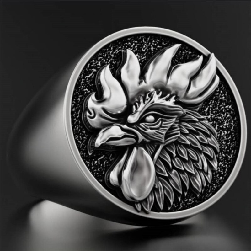 Mannen Ringen Roestvrij Staal Haan Vintage Vinger Ring Rock Punk Sieraden Halloween Party Accessoires