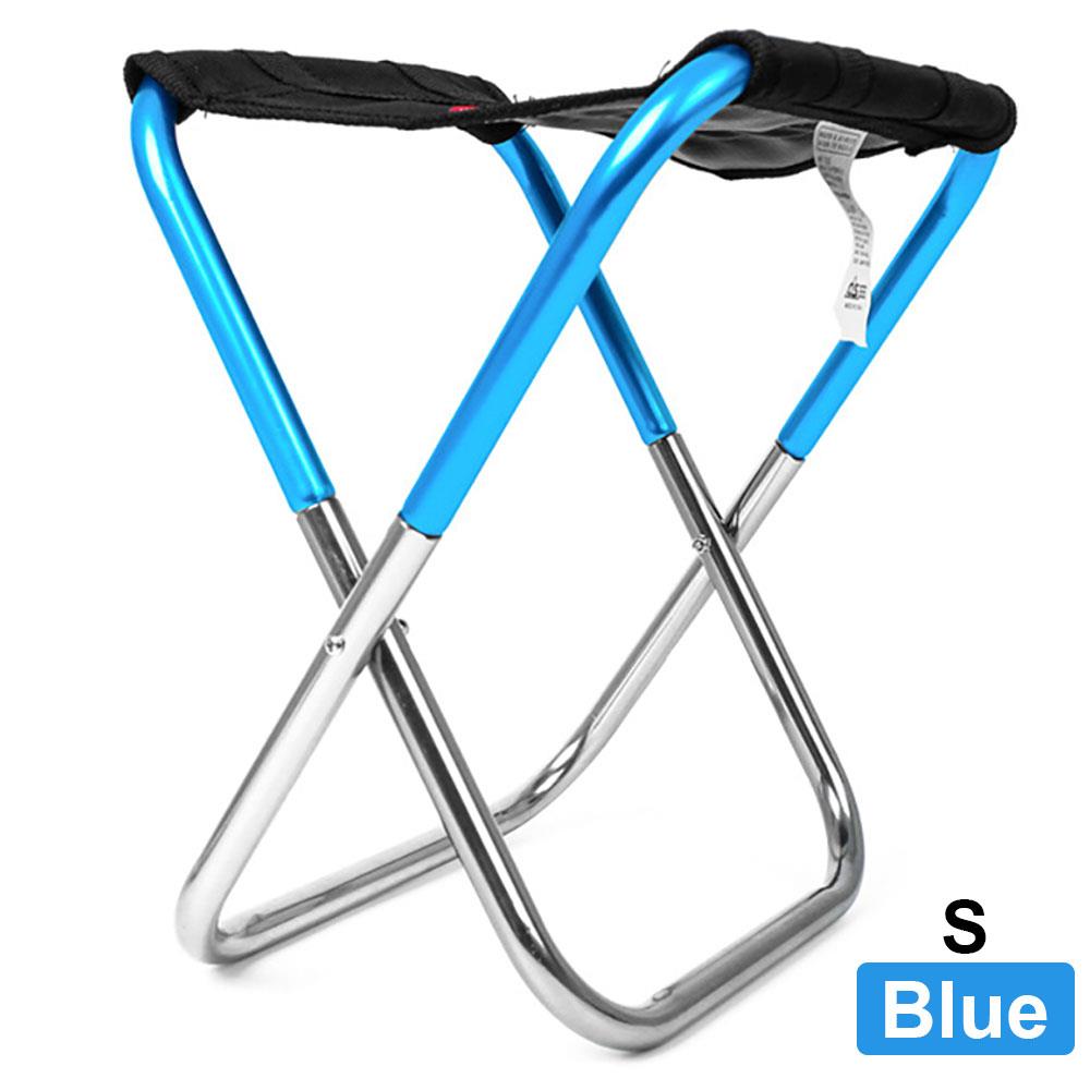 Folding Fishing Chair Lightweight Picnic Camping Chair Foldable Aluminium Cloth Outdoor Portable Outdoor Furniture Small Bench: S Blue