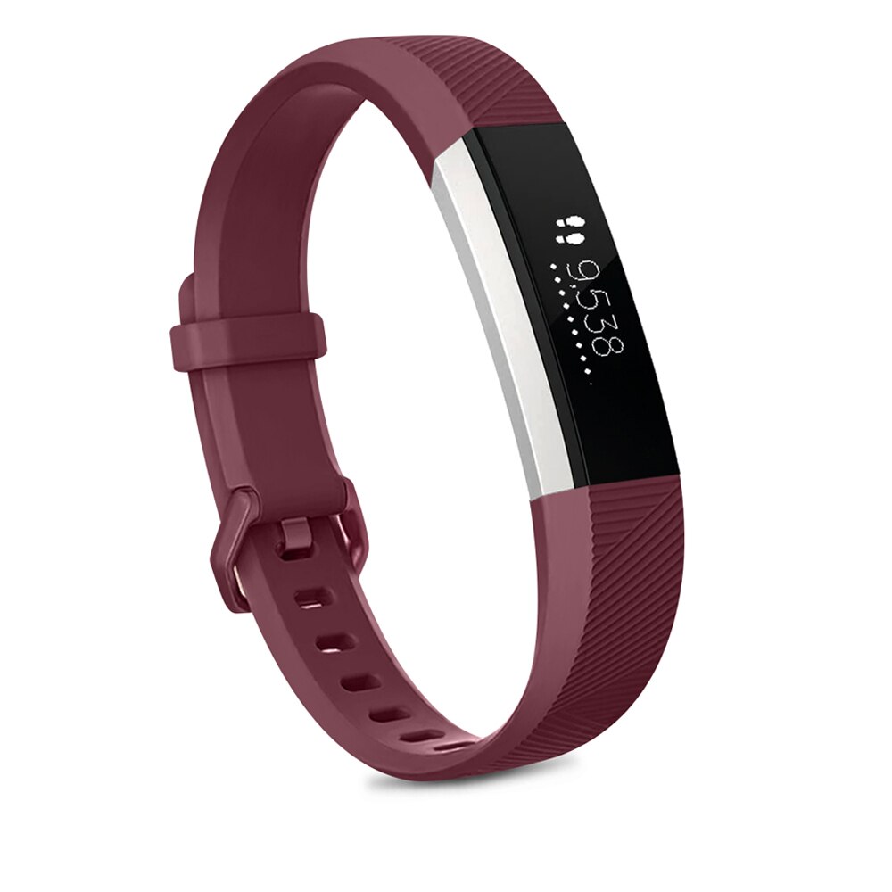 Correa ajustable de silicona suave de para Fitbit Alta HR, pulsera deportiva, Fibit Alta HR: Wine Red / Size L