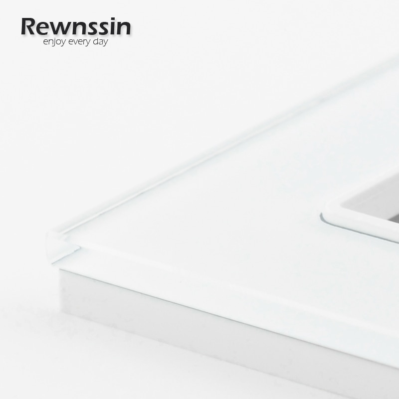 Wall Power Socket French Socket Plug Living Room Socket Single/Double/Triple/Quadruple Socket White Crystal Glass Panel