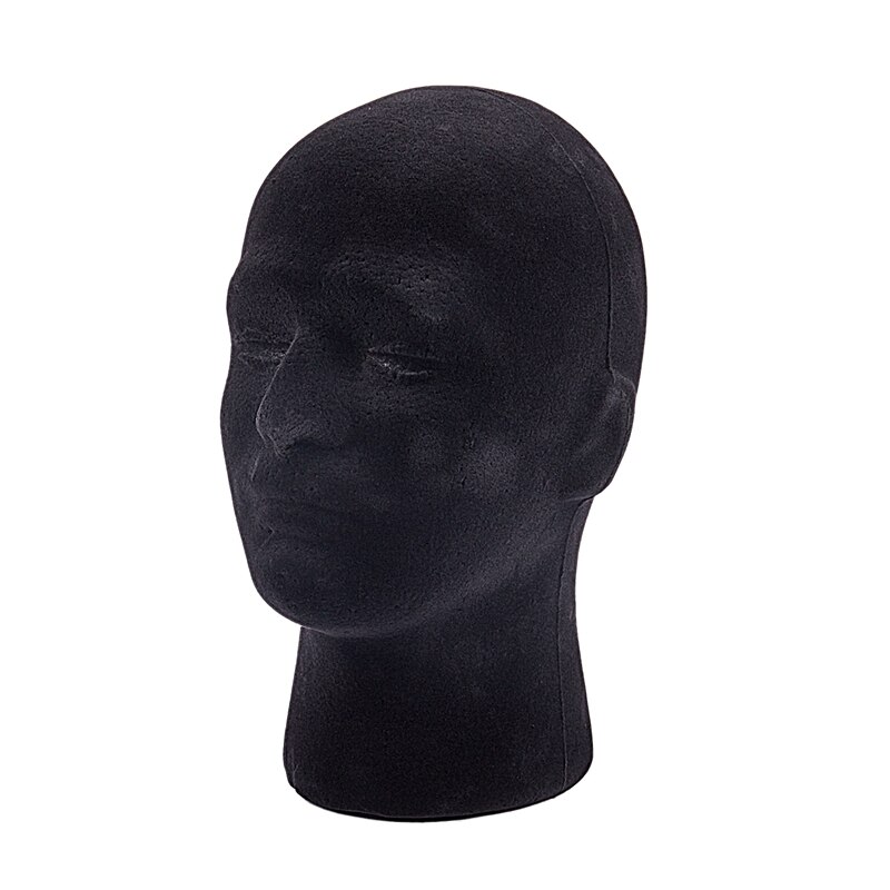 Manlig styrofoam skum skyltdocka docka huvud modell peruker glasögon keps display stativ svart