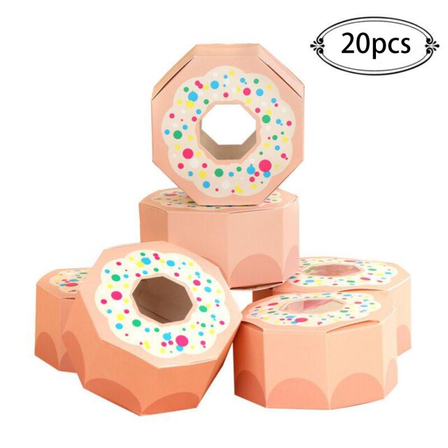 20*Donut Candy Box Sweet Chocolate Box Donut Theme Party Wedding Favor Box Hexagon Donut Party Paper Candy Box: Champagne