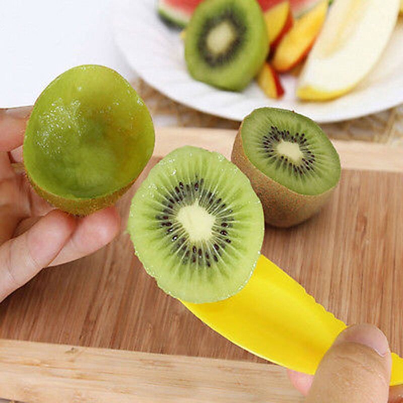 10 Stks/set Keuken Kiwi Lepel Plastic Snoep Kleur Kiwi Graven Lepel Scoop Fruit Mes Slicer Peeler Cutter Met Gat