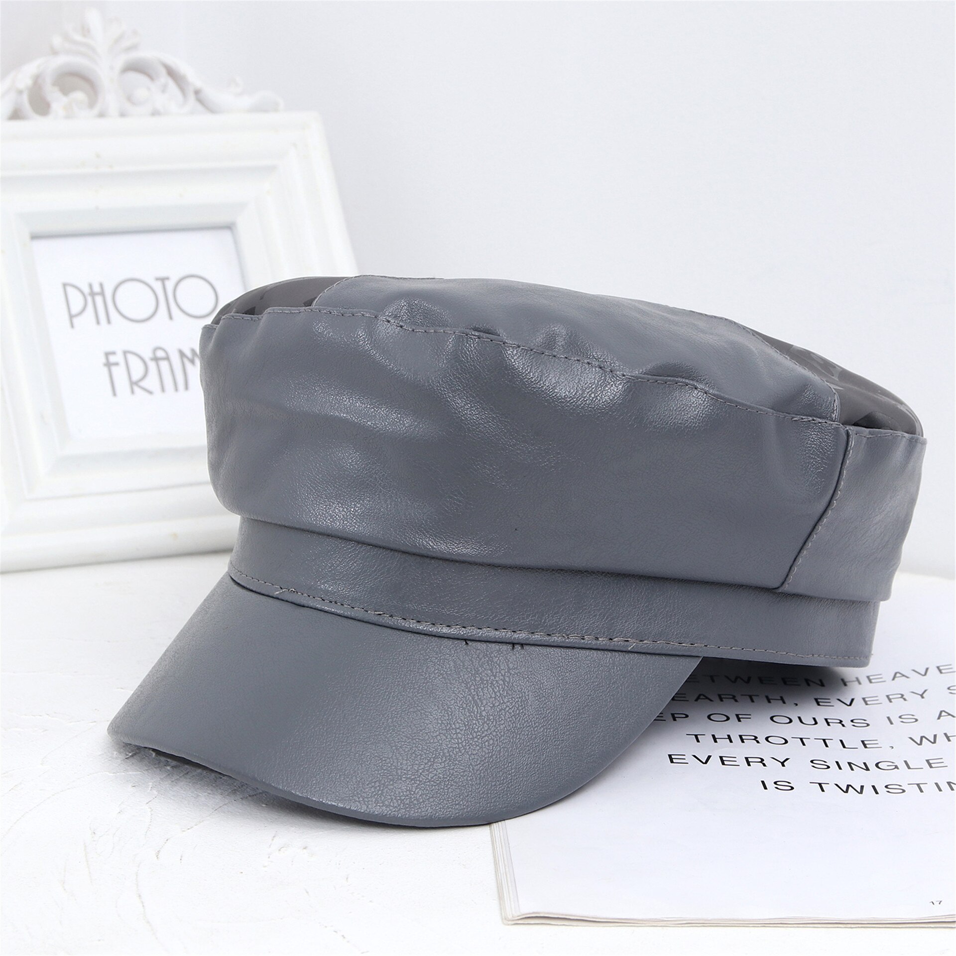 Chapeau octogonal à large bord avec broderie dôme, lettres coréennes, anglais, Ins Wild, quatre saisons, Hatrma, automne et hiver: 6