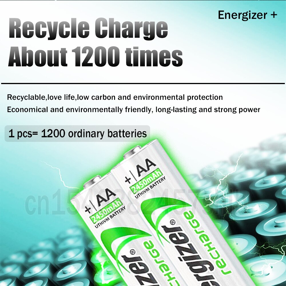 1-2pcs Energizer 1.2V 2450mAh AA NI-MH Rechargeable Battery For Toy Flashlight Camera Remote Control Pre-charged 2A AA Batteries