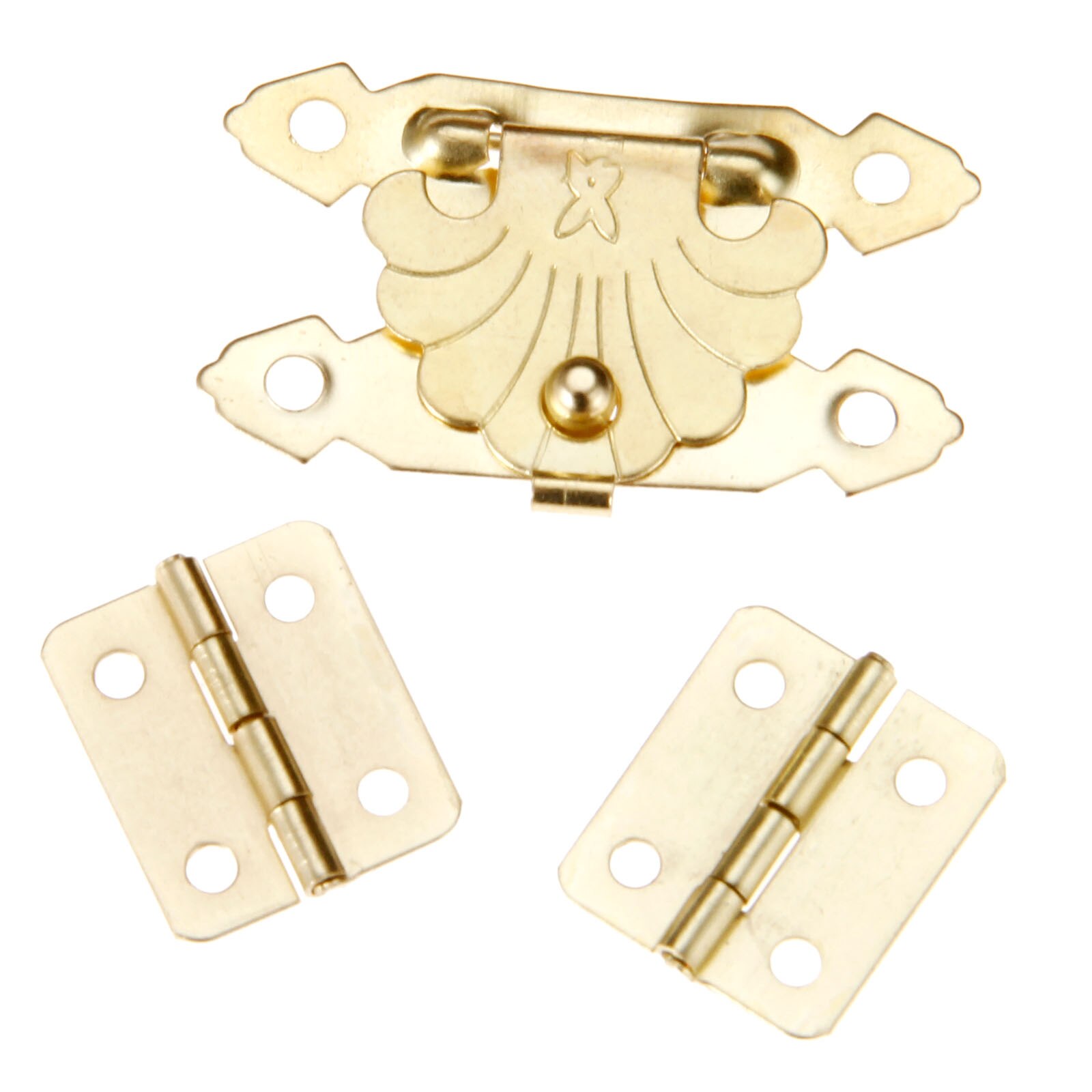30 stk guldkasse lås hasp låse 37*24mm +  hængsler 18*16mm m/skruer retro spænder hængelåse træ smykker låseskabsmøbler