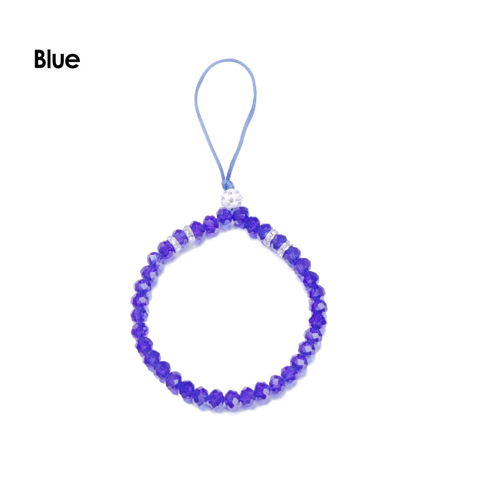 1Pc Multicolor Anti-Verloren Lanyard Mode Kristal Mobiele Telefoon Lanyard Korte Hanger Kristal Armband Smart Telefoon Keten: Blue