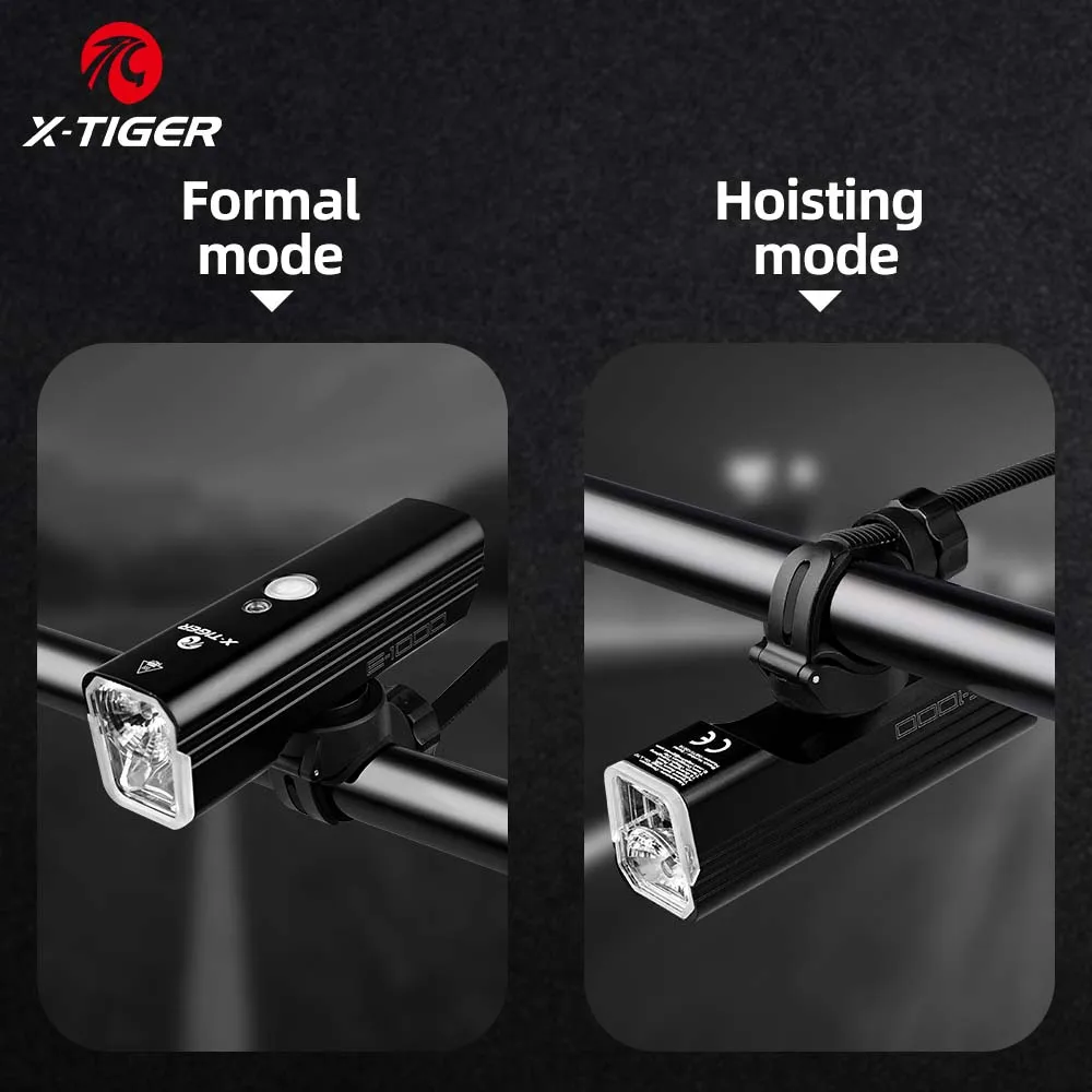 X-Tiger Fahrradscheinwerfer, Fahrrad-Taschenlampe, tragbar, abnehmbar, wiederaufladbar, Aluminium, 1000 Lumen, für Reisen, Mountainbike, LED-Fahrradbeleuchtung