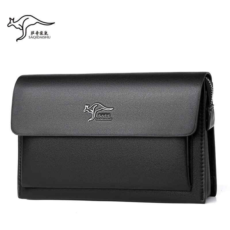 Men Coded Lock Day Clutch Anti-theft Handbag Male Big Capacity Long Wallet Phone Case iPad mini Holder, Black&amp;Brown: Black 2