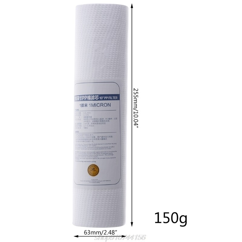 10\" Water Purifier PP Filter Cartridge 1 Micron Strainer Sediment Replacement N14 20: 150g