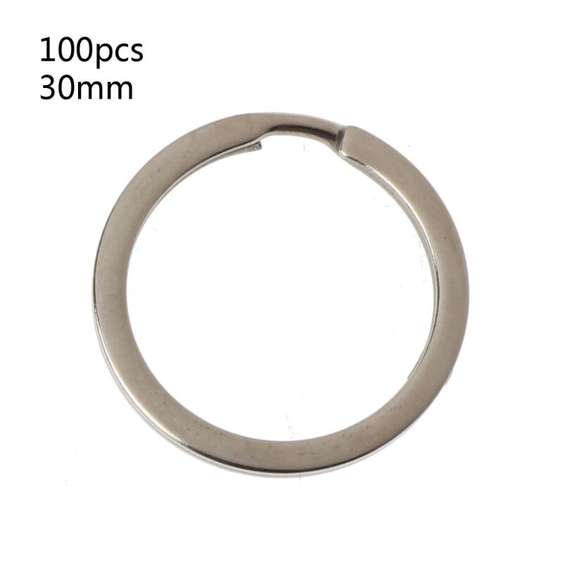 100 st metall rund platt nyckelring runda delade nyckelringar kedja 25mm 28mm 30mm 35mm: 30mm