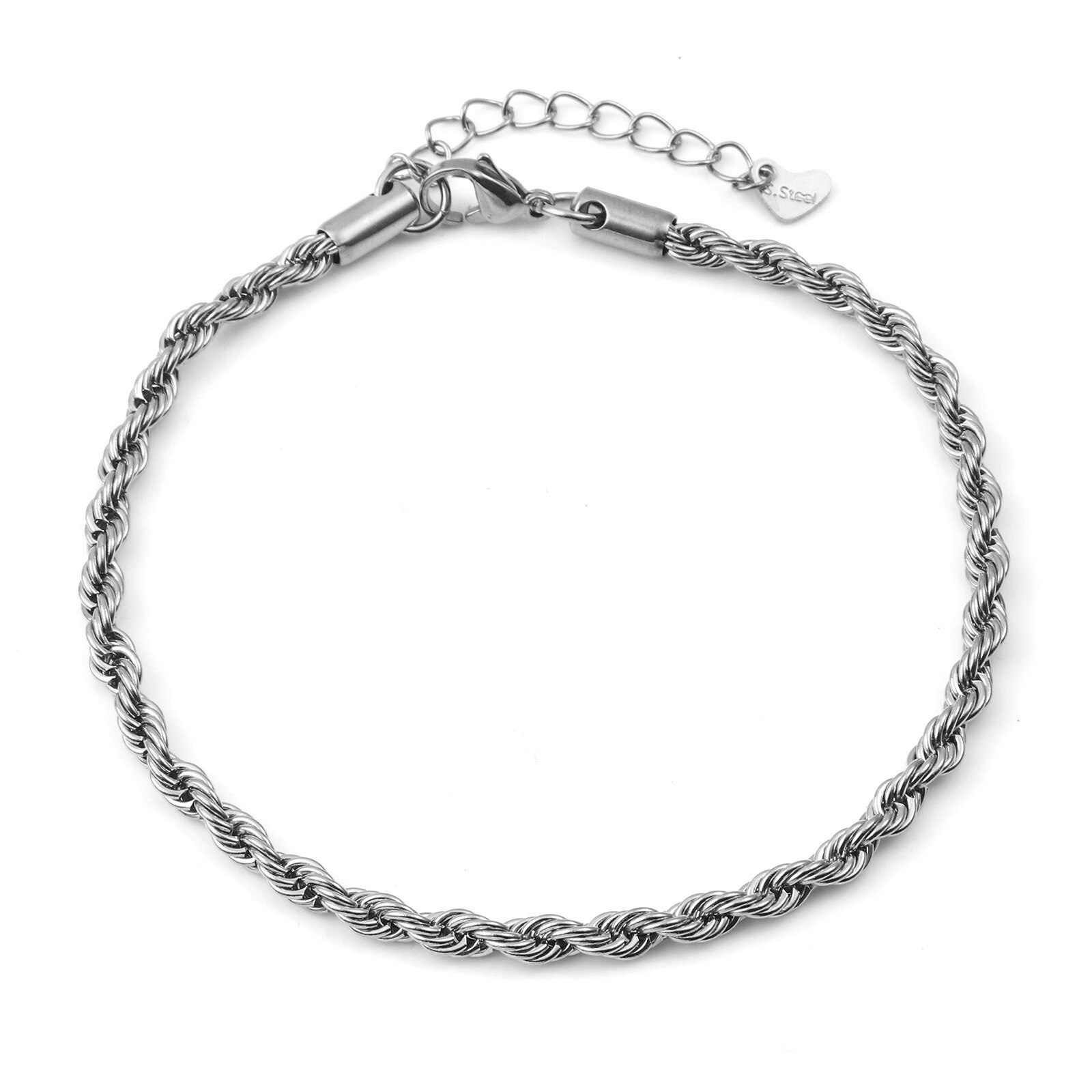 Stainless Steel Link Chain Anklet Silver Color For Women Beach Foot Leg Chain Ankle Bracelets Jewelry 23.5cm long, 1 Piece: 8